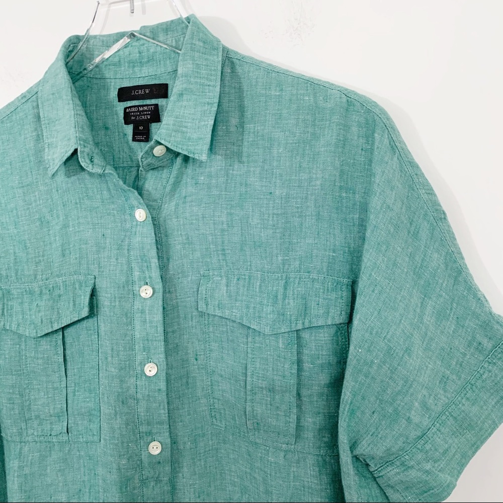 J.Crew Baird McNutt Irish Linen Popover Top Sz 10 - Picture 2 of 7